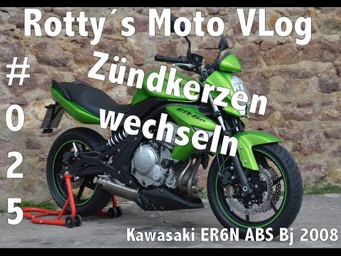 Kawasaki ER6N 2008 ABS Tutorial #025 Zündkerze wechseln Zündspule NGK Iridium