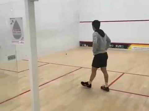 SQUASH. Hadrian Stiff hits the nick from separate courts