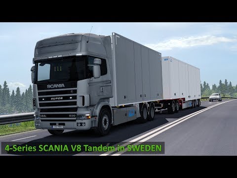 ETS2 1.30 - Scania 4-Series V8 Tandem - Ekeri Scandinavian Trailer - Sweden - Manual Shifting