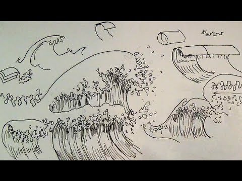 Pen Ink Drawing Tutorials | How to draw ocean waves of a seascape