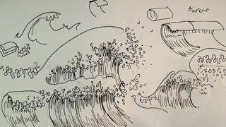 Pen &amp; Ink Drawing Tutorials | How to draw ocean waves of a seascape