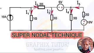 Download the video "Super Nodal Technique, super node voltage method in circuit theory analysis. EEC"
