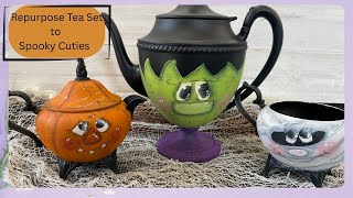 Turn a Tea Set into Spooky Cuties! | Halloween Painting Tutorial #halloweencrafts2025