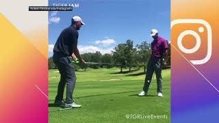 Tiger and Kelley combine for a slick trick shot