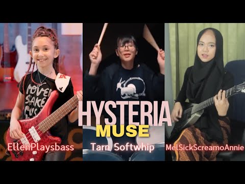 Hysteria - Muse - Bass, Drum & Guitar Cover (EllenPlaysBass, Tarn Softwhip & MelSickScreamoAnnie)