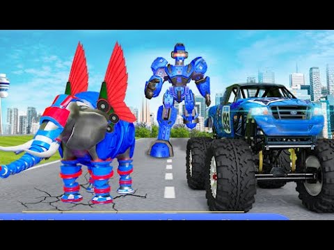 Flying Monster Truck Transform Part-1 | Rescue City Elephant Robot Android GamePlay | By Game Crazy