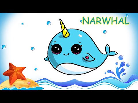 How To Draw A Cute Narwhal Step by Step || Dolphin...