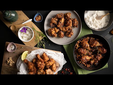 Easy recipe Korean Fried Chicken, 2 different marinade and 3 flavours