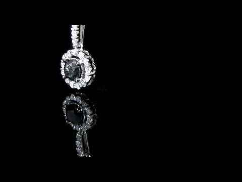1/2 CTW Black and White Diamond Halo Drop Pendant Necklace in 10K White Gold