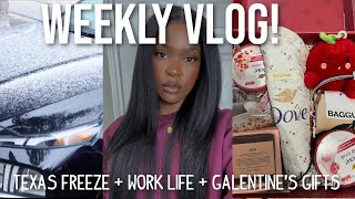 WEEKLY VLOG | TEXAS FREEZE + WORK LIFE + GALENTINE'S DAY GIFT BOX