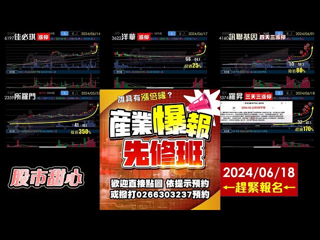 06/18【甜心盤後影音】所羅門．羅昇．洋華．同亨．佳必琪．訊聯基因，深耕產業，漲倍股一檔接一檔