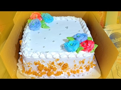 1 kg Butterscotch cake ll 1kg square cake design ll New design square cake ll