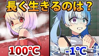 【熱湯プールvs冷水プール】長く生きられるのはどっち？【アニメ】【漫画動画】