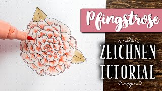 PFINGSTROSE 🌺 ZEICHNEN Tutorial: Motive im Bullet Journal | Anleitung deutsch