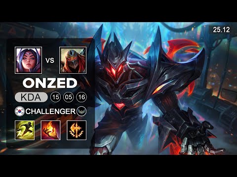 OnZed Zed vs Irelia Mid - KR Challenger - Patch 25.12 Season 15