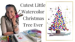 Simple Beginner-Friendly Watercolor Card Designs! Simple & Fun Blue & Pink Watercolor Christmas Tree