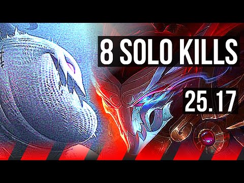 URGOT vs YASUO (TOP) | 8 solo kills, 12/2/6 | KR Diamond | 25.17