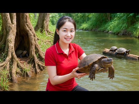 How To Harvest GIANT Turtles In The Jungle Stream | Farm Life Tropics