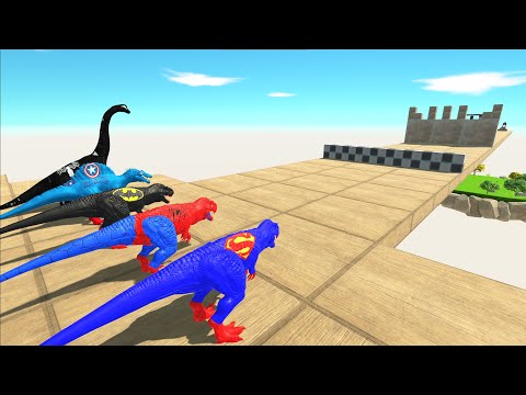 MARVEL VS DC DINOSAURS SPEED RACE - TO GET A FLAG - Animal Revolt Battle Simulator