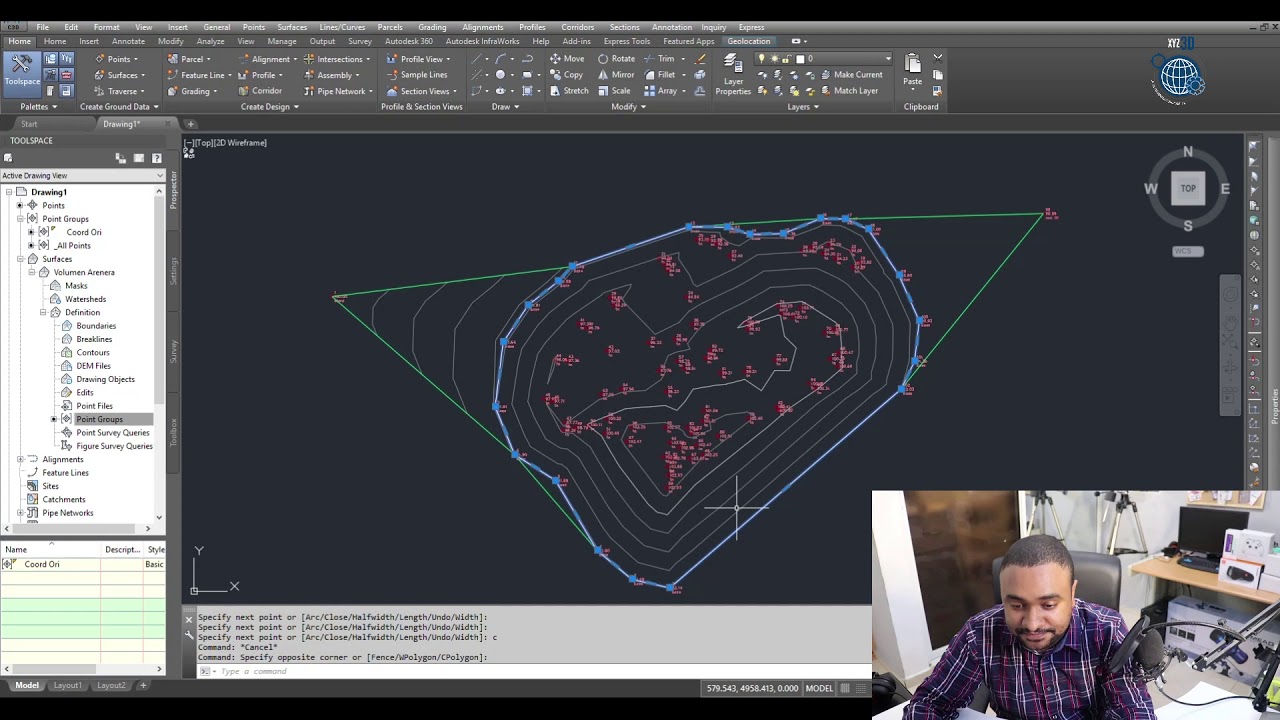 Calcular  Volumen (m3) en Autocad Civil 3D  de manera Basica