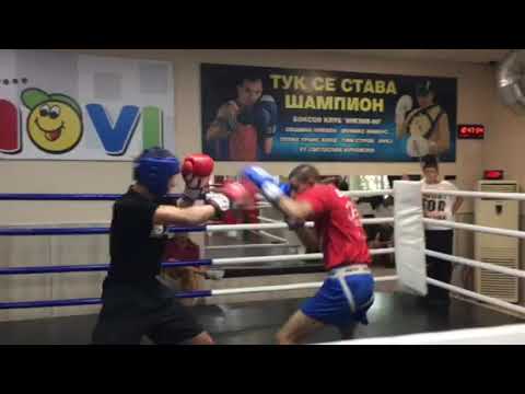 Boxing club Mizia 80. Sparring session. Valentin Ivanov. Red t-shirt