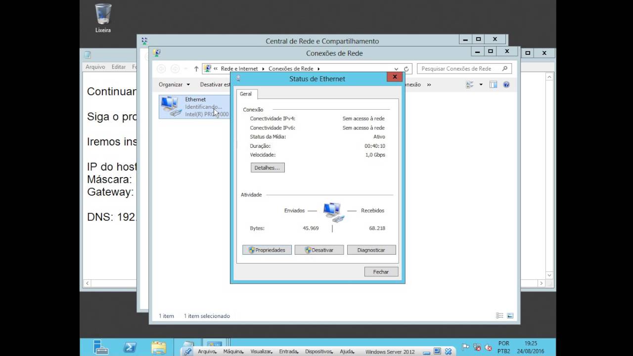 Configurando IP fixo no Windows Server 2012