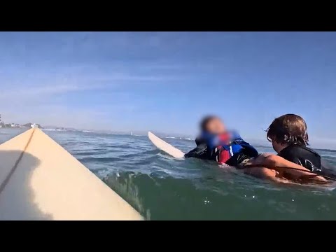 RAW VIDEO: GoPro captures teen surfer saving child in Steamer Lane capsize rescue