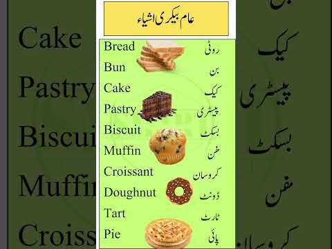 Top 10 Bakery Items Vocabulary | English & Urdu Translations | Learn Bakery Products