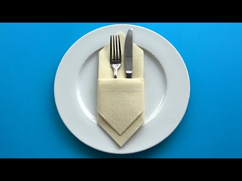 Servietten falten: Bestecktasche - Einfache Bestecktasche als Deko für Hochzeit oder Weihnachten