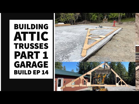 Building diy Attic Trusses pt 1 garage build ep 14