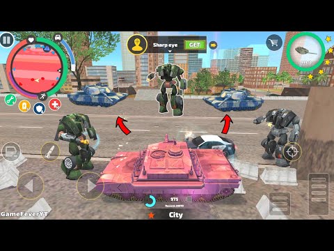Rope Hero: Vice Town (Tank vs Robot Car Group Fight in Army Base Threshold)  - Android Gameplay HD