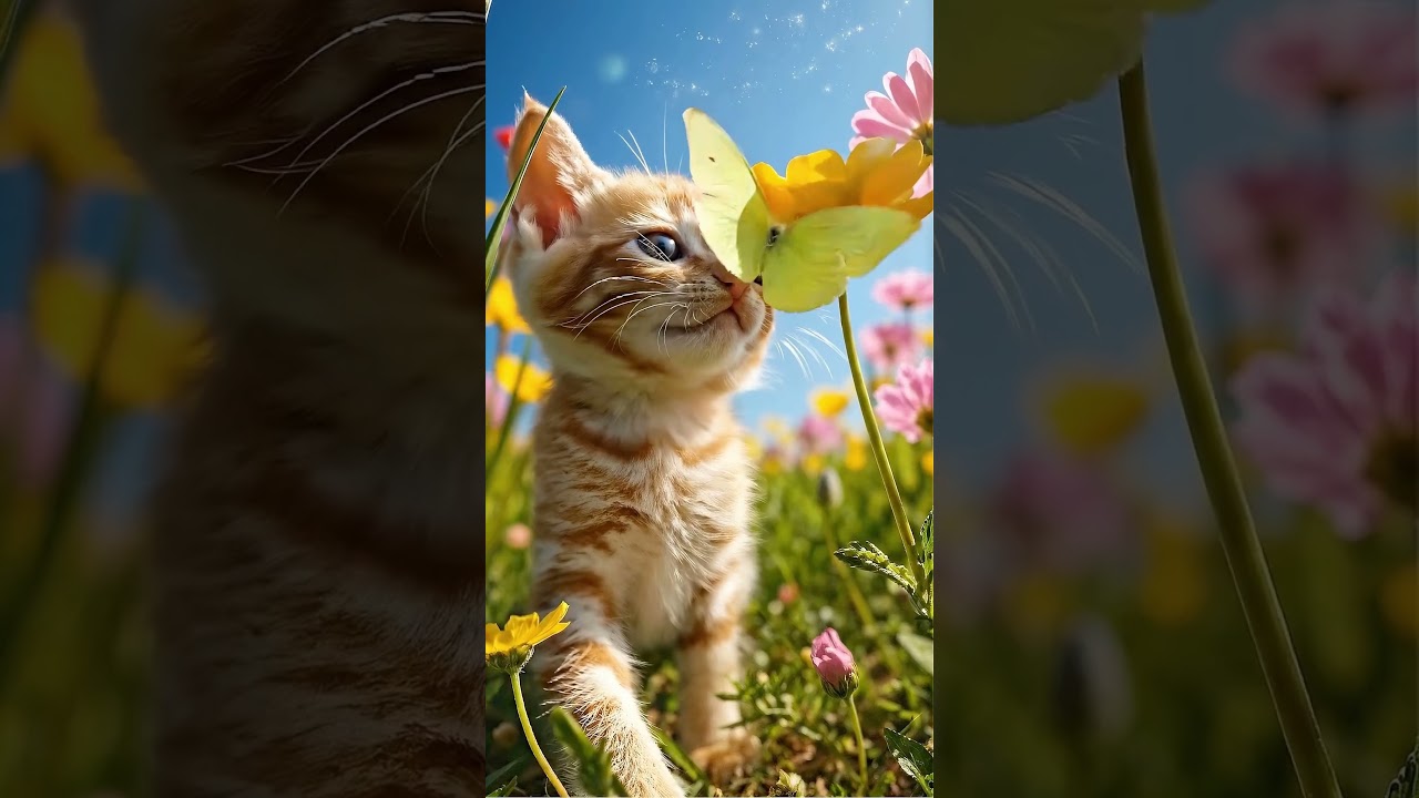 🎨花畑と、ピンク色の肉球　#もふもふの丘でまってるよ