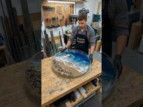 I Turned Sand and Resin Into a Luxury Ocean Table #diy #epoxy  #shorts
