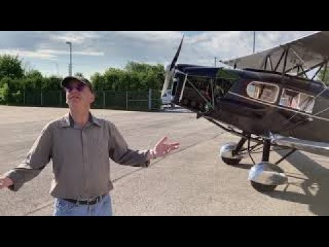 Fox Moth C-FYPM - walk around, startup and in cockpit in flight footage.