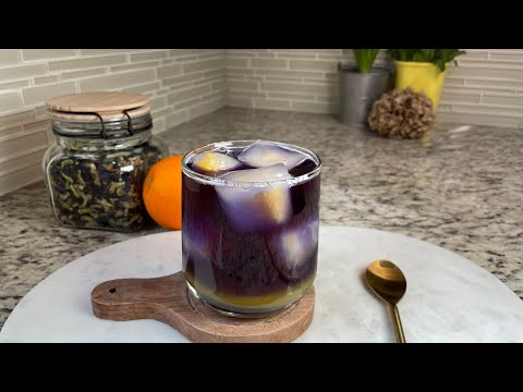 Orange Butterfly Pea Ice tea