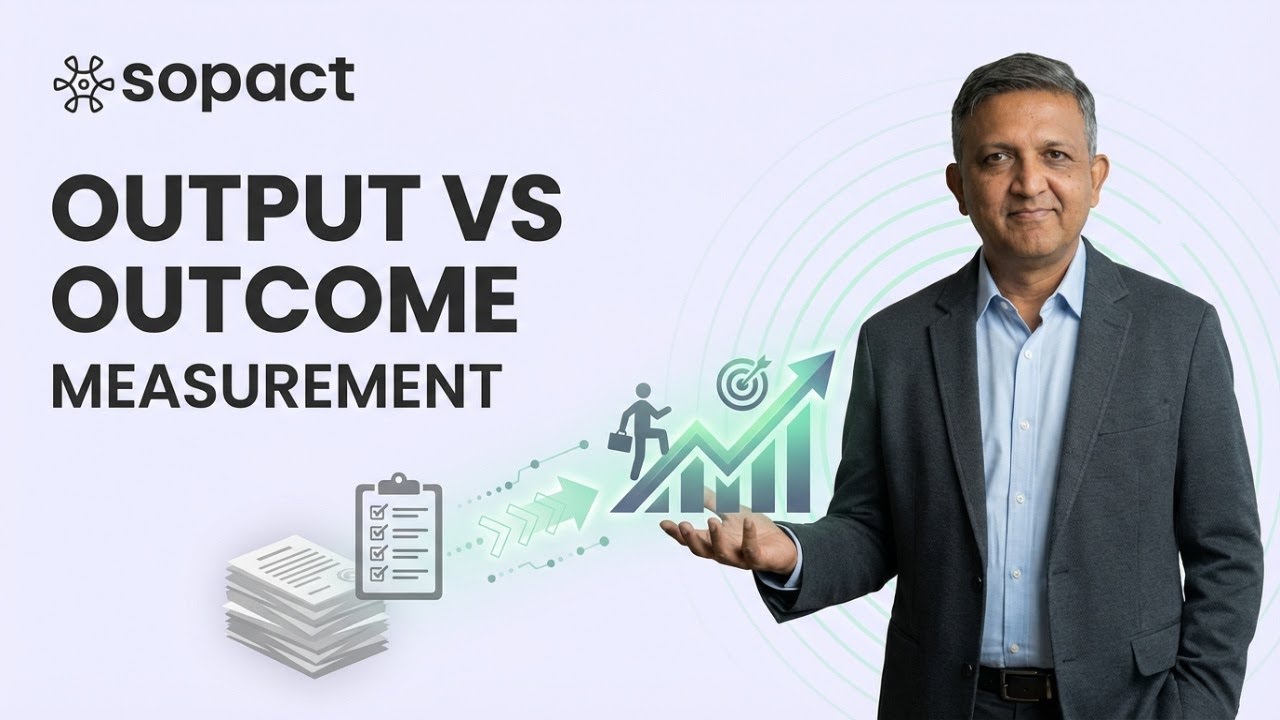 Output vs Outcome — 7 Rules to Measure What Actually Changed, a Sopact masterclass by Unmesh Sheth