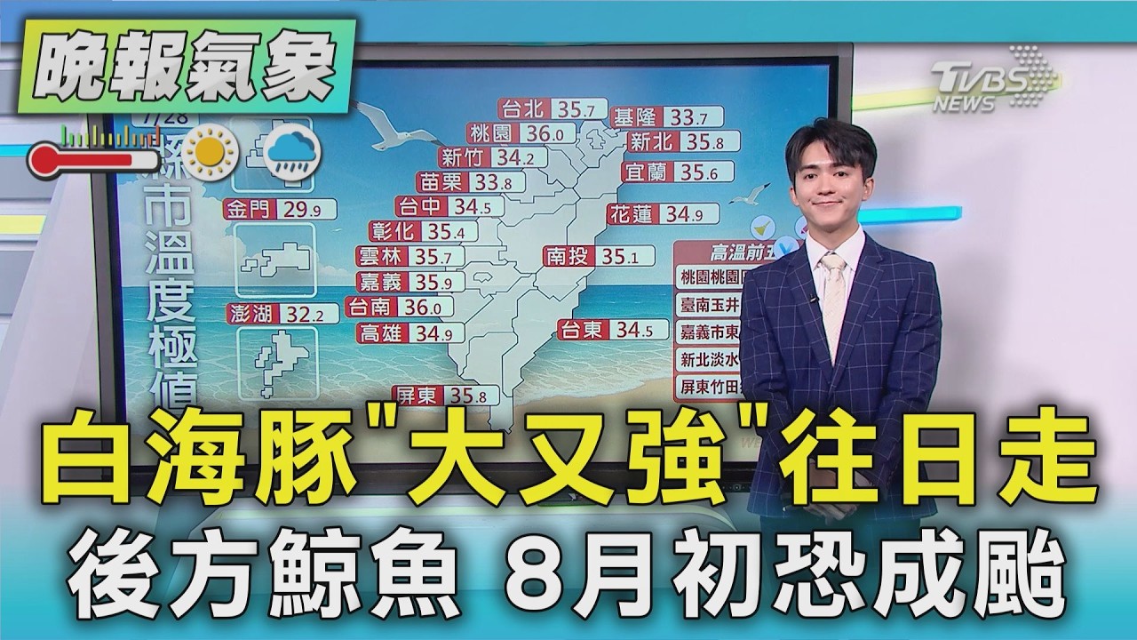 天氣/白海豚「大又強」往日走 後方鯨魚 8月初恐成颱|TVBS新聞 @TVBSNEWS01
