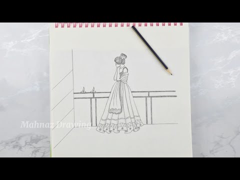 “Moonlit Ritual”Pencil Sketch. Girl Preparing for Karwa Chauth #girlsketch #indianfestivalart #draw