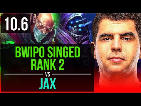 Bwipo SINGED vs JAX (TOP) | Rank 2, Rank 1 Singed, KDA 1/1/9 | EUW Challenger | v10.6