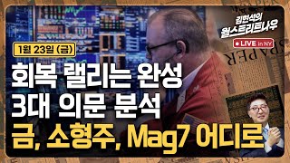 [김현석의 월스트리트나우<b class="sch_word">-1</b>월23일] 회복 랠리는 완성, 3대 의문 분석...금, 소형주, Mag7 어디로