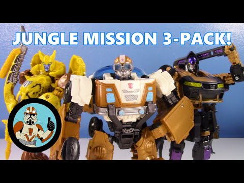 Nerdy Wheeljack, hybrid Cheetor, and a ninja go on a JUNGLE MISSION: TF Rise of the Beasts Deluxes