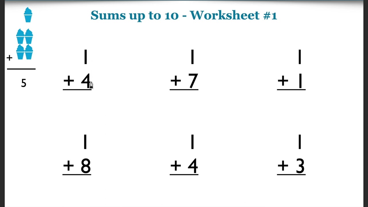 1st Grade Addition: Addition Up to 10 - Worksheets Available