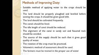 Factors Affecting duty irrigation efficiencies