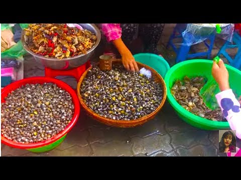 Asian Street Food, Various Foods Selling In Phnom Penh Market, Life In The Market