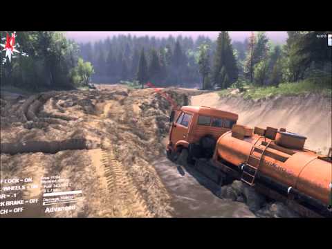 SpinTires 2014 gameplay DELIVERING FUEL, ULOCKING CLOCKING AND DELIVERING LOGS part 8