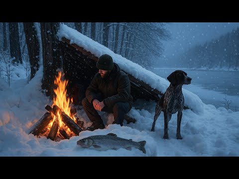 Extreme Winter Survival in Heavy Snow | Alone at -21°C with Only Fire – Catch & Cook