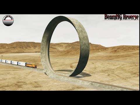 Trains vs Vertical Loop Crashes Reverse - BeamNG Drive