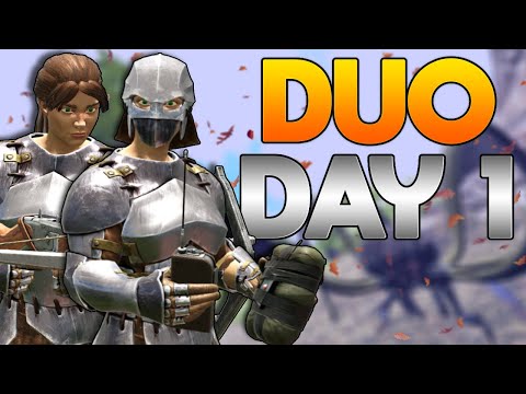 Starting Out DUO On The Most POPULATED Servers DAY 1 - Ark PvP