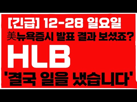 [HLB 에이치엘비 주가전망] 12-28 일요일 긴급 뉴욕증시 발표 확인 하셨나요!? 앞으로 주가 어디까지 상승 할까요!? 필수시청! 하세요! #HLB #hlb #hlb주가전망