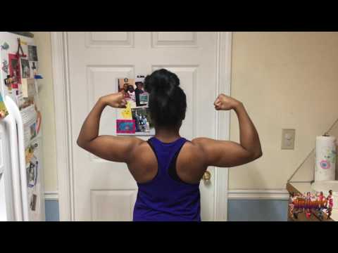 WOMAN FLEXES HUGE CALF MUSCLES AND BICEPS!